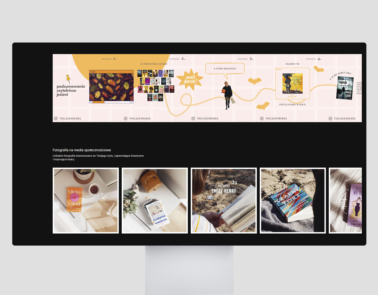 Obrazek z sekcją z karuzelą grafik na Instagrama