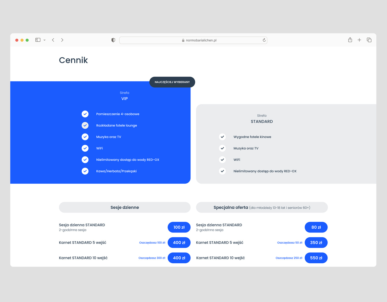 Obrazek z fragmentem widoku cennika