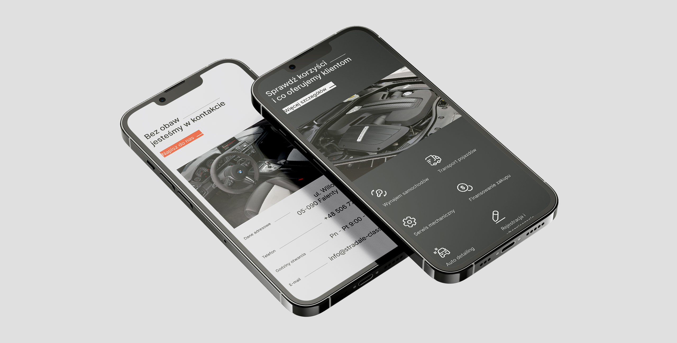 Obrazek z widokiem na sekcje kontaktu i usług