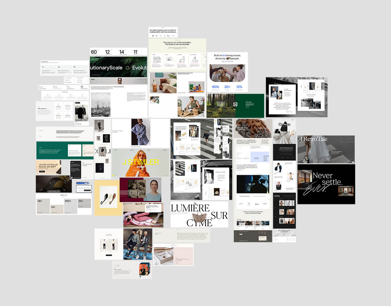 Obrazek z moodboard inspirowanym stronami z branży modowej